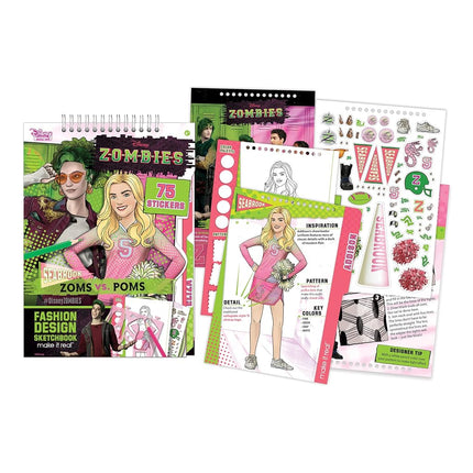 Make It Real Disney Zombies Fashion Designer Drawing Kit - Light Table, Sketchbook, Stickers - Ages 8+