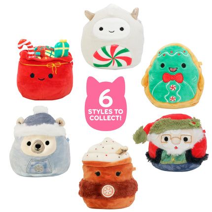 Squishmallows 4" capsules mystères de Noël (lot de 3) Peluches miniatures officielles Jazwares - Jouet en peluche doux et spongieux à collectionner - Édition limitée 2025 - Cadeau idéal pour les enfants, filles et garçons