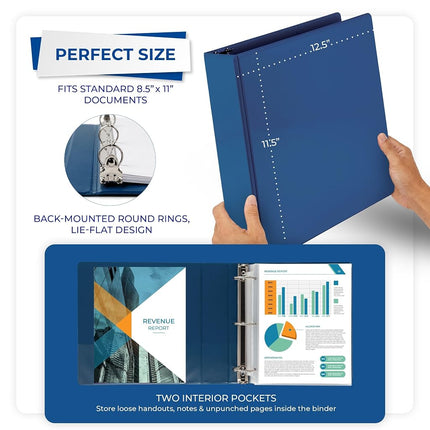 Samsill 2 Inch 3 Ring Binders, Made in USA, Economy Round Ring, Clear View Cover, 425 Sheet Capacity - for School, Home, Office - Blue, 4 Pack