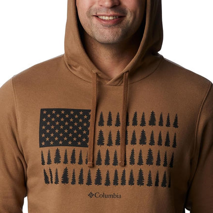 Columbia Men's Trek Graphic Hoodie, Delta/Treeline Flag Graphic, Medium