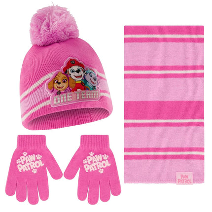 Nickelodeon girls Toddler Winter Hat, Scarf & Mittens Set 2-4 Or Paw Patrol Marshall Hat, Scarves & Kids Gloves Sets 4-7, Pink - Gloves Set, Ages 4-7
