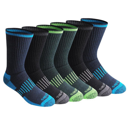 Calcetines de tripulación Dri-tech Legacy de Dickies para hombre con control de humedad multipack, negro brillante (6 pares), L