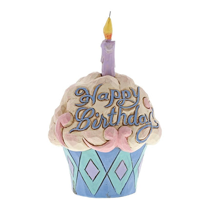 Enesco (4052066) Jim Shore Heartwood Creek Mini Birthday Cupcake Stone Resin Figurine, 3.75", Multicolor