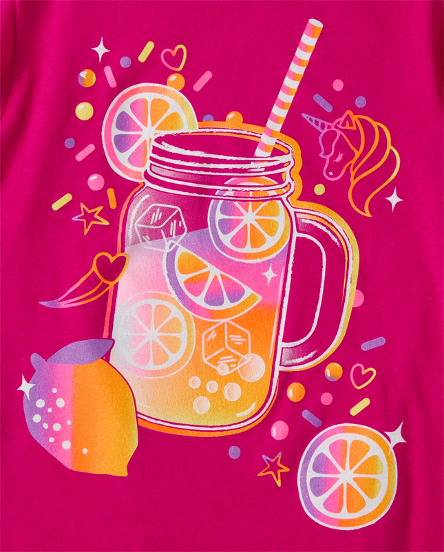 The Children's Place Girls' Unicorn Short Sleeve Graphic T-Shirts,multipacks, Unicorn Rainbow/Lemonade/Paris 3-Pack, Small