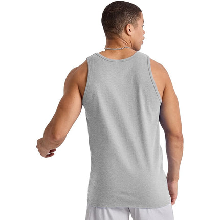 Hanes Men's Essentials Top Pack, Midweight Cotton Tanks, Sleeveless Shirts, 3-Pack, Light Steel, S