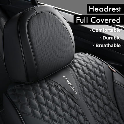 Fundas de Asiento Delantero Coverado, Fundas de Asiento Impermeables, Fundas de Asiento de Coche de Cuero Nappa, 2 Paquetes, Fundas de Asiento Negras para Coche, Protector de Asiento de Coche Universal para la Mayoría de Coches y Camionetas