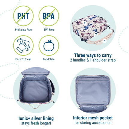 Wildkin Kids ECO rPET Insulated Lunch Box – Keeps Food Hot or Cold, Easy-Clean Lining, Mesh Pockets & BPA-Free – Boys & Girls, Ideal for School, Travel & Daycare – Horse Dreams