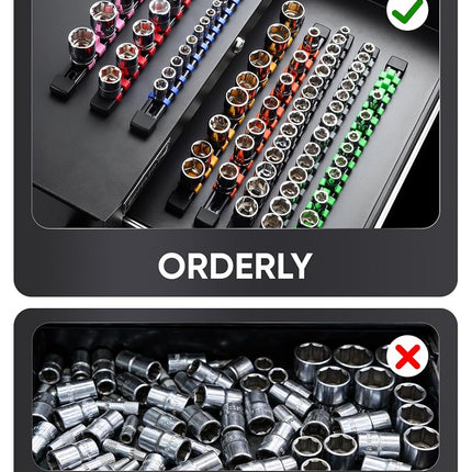 ALOANES 9PC ABS Socket Organizer, Socket Rails Fit 3/8 inch Drive