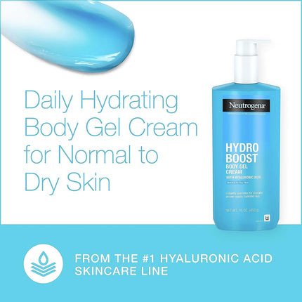 Neutrogena Hydro Boost Body Moisturizing Gel Cream with Hyaluronic Acid, Fast Absorbing, Lightweight Hydrating Body Lotion for Normal to Dry Skin, Paraben-Free, Twin Pack, 2 x 16 oz