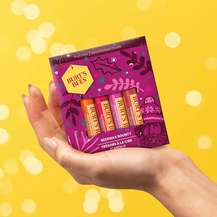 Set de regalo de bálsamos labiales Burt's Bees, paquete múltiple de bálsamos labiales, melocotón dulce, sandía, granada y limón con pitahaya, 4x4.25g