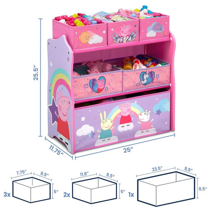 Delta Children Design & Store 6 Bin Toy Storage Organizer, Peppa Pig, Peppa Pig Unicorn (TB87230PG-1171)