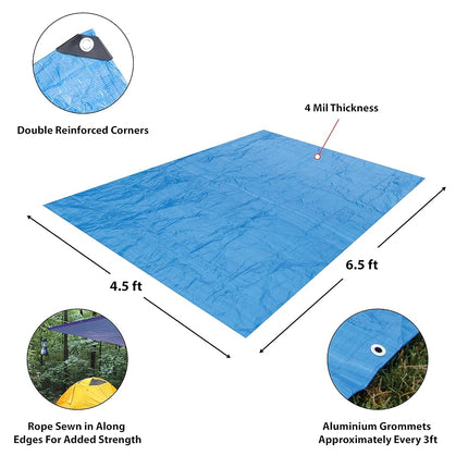 Performance Tool Tarp for Camping and Weather Protection, Aluminum, Blue, 5 x 7 feet