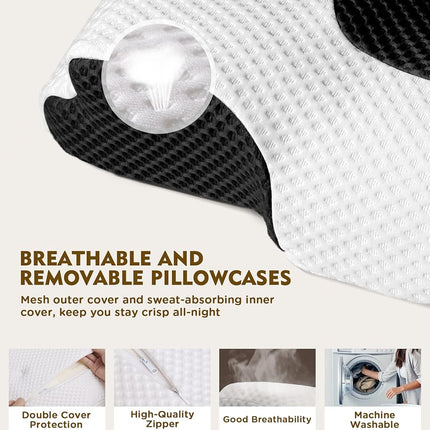 Osteo Cervical Pillow for Neck Pain Relief, Hollow Design Odorless Memory Foam Pillows with Cooling Case, Adjustable Orthopedic Bed Pillow for Sleeping, Support for Side Back Sleepers