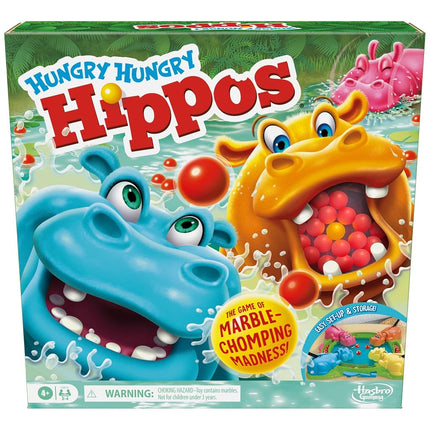 Juego Hasbro Gaming Hipopótamos Hambrientos para preescolares | Relanzamiento instantáneo de canicas, fácil montaje y almacenamiento | Para mayores de 4 años | De 2 a 4 jugadores | Juegos para niños