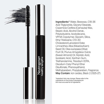 Neutrogena Healthy Lengths Mascara - with Vitamin E & Olive Oil, Lengthening Formula Extends the Look of Your Lashes up to 100% without Clumping, Flaking or Smudging, Carbon Black 0.21 oz