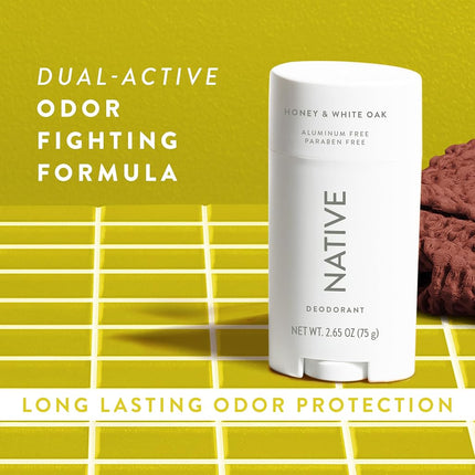 Native Deodorant Contains Naturally Derived Ingredients, 72 Hour Odor Control, Deodorant for Women and Men, Aluminum Free, Honey & White Oak 2.65oz