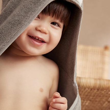MORI Hooded Panda Towel in Grey Organic Cotton, 100x88cm