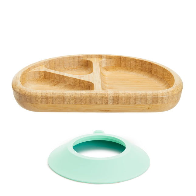 Plato con Ventosa Dividido de Bambú Munchkin - Vajilla de Bambú Ecológica para Bebés y Niños Pequeños