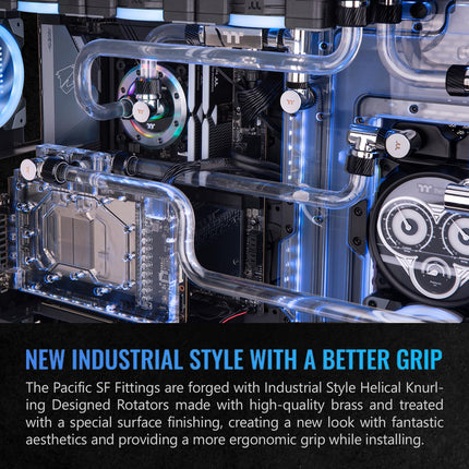 Thermaltake Pacific SF Male to Male 20mm Extender Silver Black/DIY LCS/Fittings CL-W390-CU00SL-A