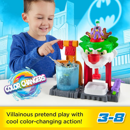 Imaginext DC Super Friends Batman Toy The Joker Funhouse Playset Color Changers with 2 Figures & Accessories for Ages 3+ Years,HMX55