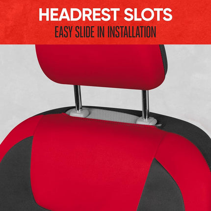 Motor Trend Red/Black Waterproof Seat Covers for Front Seats – Premium Neoprene Red Seat Covers, Car Seat Protectors with Removable Headrest, Interior Covers for Auto Truck Van SUV Seat Protection