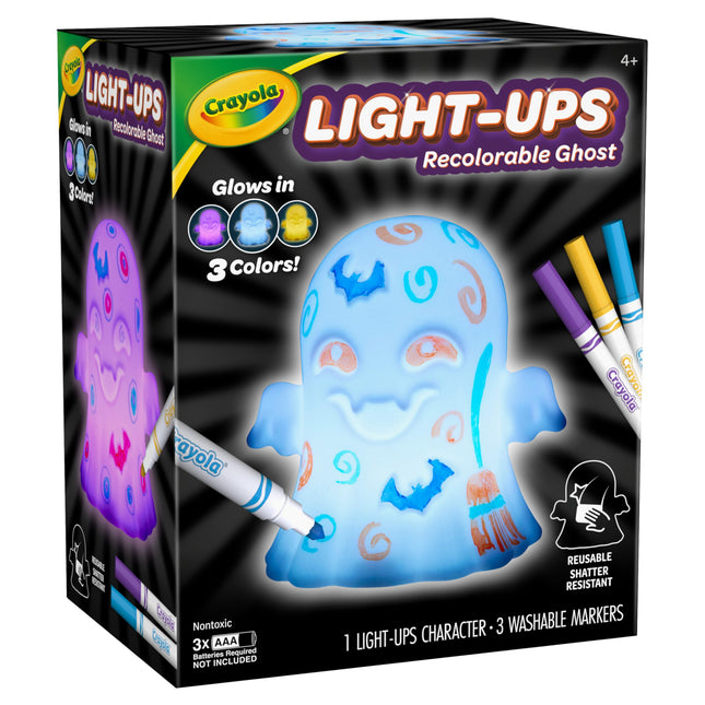 Crayola Light-Ups - Fantasma, juguete y kit de manualidades para colorear reutilizable, fantasma con luz, bonita decoración de Halloween y luz de noche para niños, juguete de Halloween, a partir de 4 años