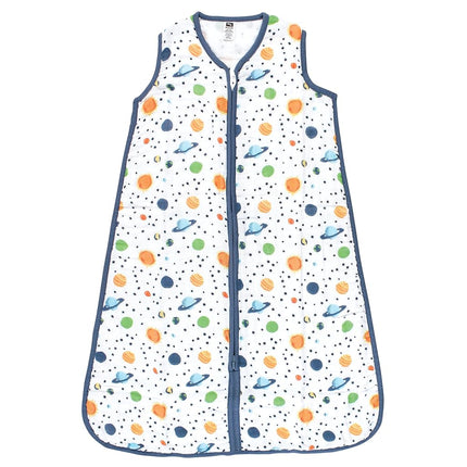 Hudson Baby Unisex Baby Muslin Cotton Sleeveless Wearable Sleeping Bag, Sack, Blanket, Space, 6-12 Months