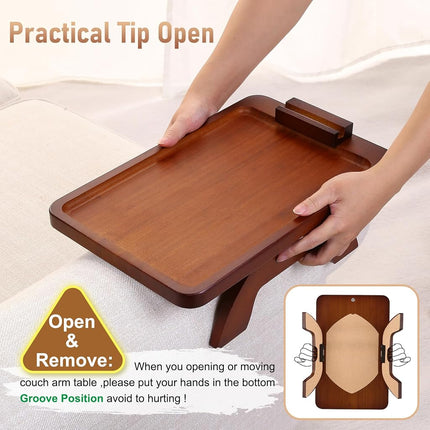 SINWANT Sofa Arm Tray Table Clip on Side, Couch Tray with 360° Rotating Phone Holder,Couch Arm Table Sofa Armrest Tray for Home,Living Room, Eating,Drinks,Snacks,Remote/Control 39*25*3.8cm