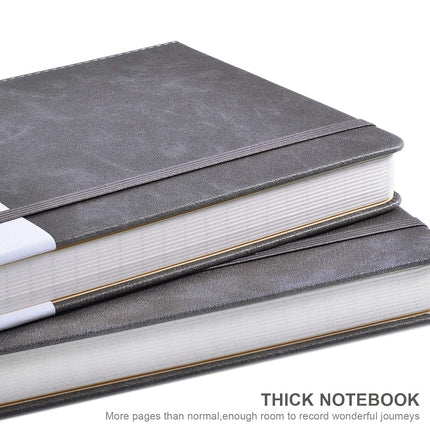 Lemome Thick Classic Notebook with Pen Loop A5 Wide Ruled Hardcover Writing Notebook with Pocket + Page Dividers Gifts, Banded, Large, 180 Pages, 8.4 x 5.7 in