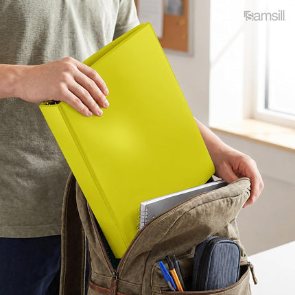 Samsill Durable 2 inch 3 Ring Binder, Made in USA, D Ring Binder, FSC 100% Recycled Chipboard, Yellow, 12 Pack