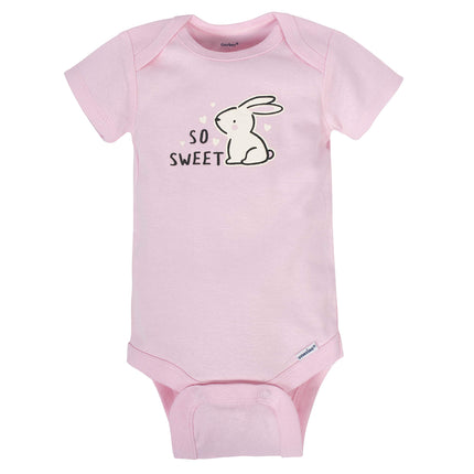Gerber baby-girls 8-pack Short Sleeve Onesies Bodysuits, Bunny, 3-6 Months