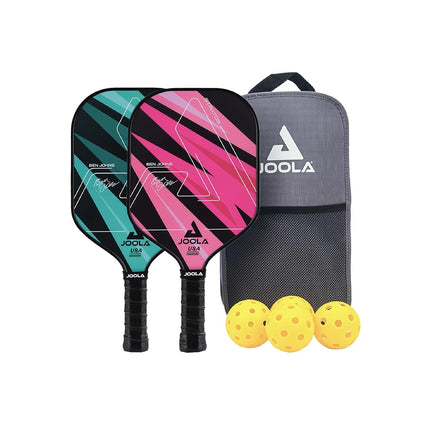 Ensemble de pickleball JOOLA Ben Johns - Fabriqué en fibre de verre renforcée et en polypropylène alvéolaire - Comprend 2 raquettes, 4 balles et un sac de pickleball JOOLA