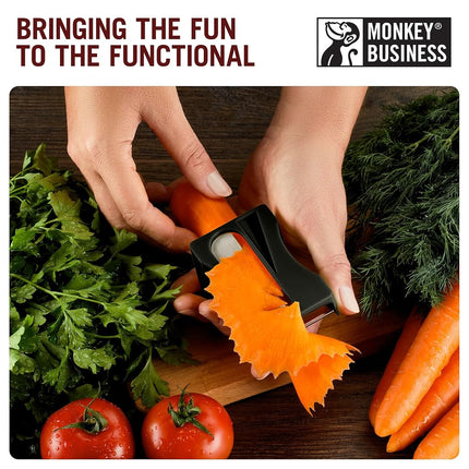 Karoto Carrot Sharpener | Vegetable Peeler | Veggie Peeler & Cucumber Peeler | Fun Kitchen Gadgets | from a Series of Unique Peelers for Kitchen | Fun Kitchen Stuff | by Monkey Business (Black)