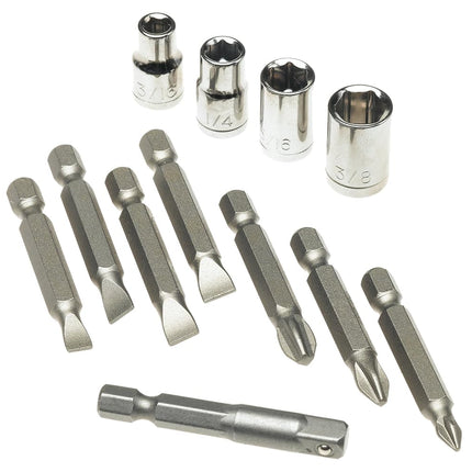 Vermont American 15570 Power Bit Assortment with 7 Power Bits, 1/4-Inch Square Drive Adapter 12-Piece, and 3/16-Inch to 3/8-Inch Socket Assortment Combo Pack, 4-Piece