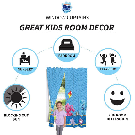 Franco Kids Room Window Curtain Panels Drapes Set, 82 in x 63 in, Blues Clues