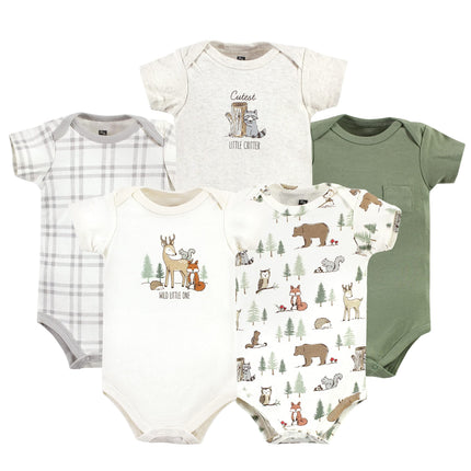 Hudson Baby Baby Cotton Bodysuits, Forest Animals,