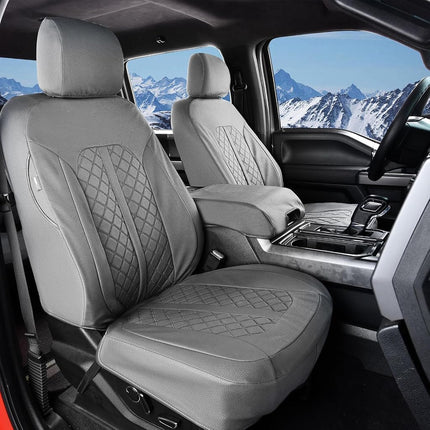 Truckiipa Seat Covers for Dodge Ram 1500 Full Set Leather Truck Seat Cover Fit for 2009-2018 Dodge Ram 1500, 2010-2023 Ram 2500 3500 Crew Mega Cab, 2019-2023 Ram 1500 Classic Only, Full Set, Grey