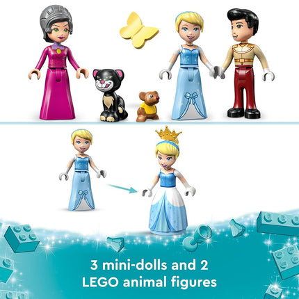LEGO Disney Princess Cinderella and Prince Charming's Castle Doll House, Buildable Toy with 3 Mini Dolls, plus Gus Gus and Lucifer Figures, Gifts for Kids, Girls & Boys Aged 5 Plus Years Old 43206
