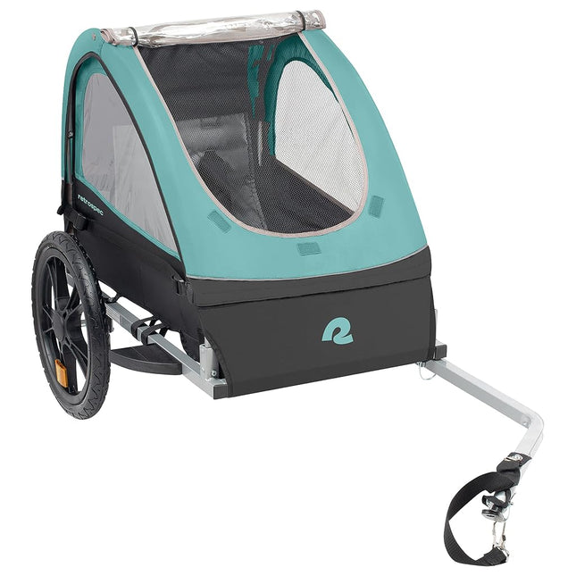 Retrospec Rover Kids Bicycle Trailer - Single & Double Passenger Children�s Foldable/Collapsible Tow Behind Bike Trailer with 16" Wheels, Safety Reflectors & Rear Storage Compartment - Blue Ridge