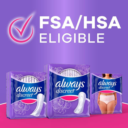Always Discreet Incontinence Panty Liners for Women with Bladder Leaks, Size 2, Very Light Absorbency, 120 Count