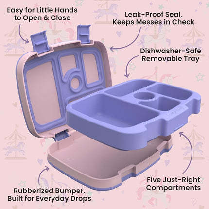 Bentgo® Kids Prints Leak-Proof, 5-Compartment Bento-Style Kids Lunch Box - Ideal Portion Sizes for Ages 3 to 7 - BPA-Free, Dishwasher Safe, Food-Safe Materials (Carousel Unicorns)