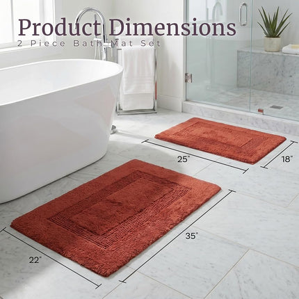 Bedford Home 100 Percent Cotton 2 Piece Reversible Rug Set - Brick