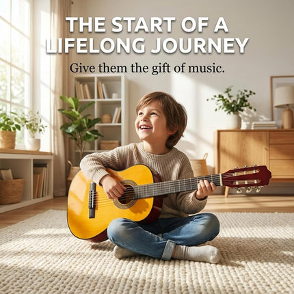 Music Alley MA-34-N 34 Inch Junior Classical Guitar for Kids, Natural