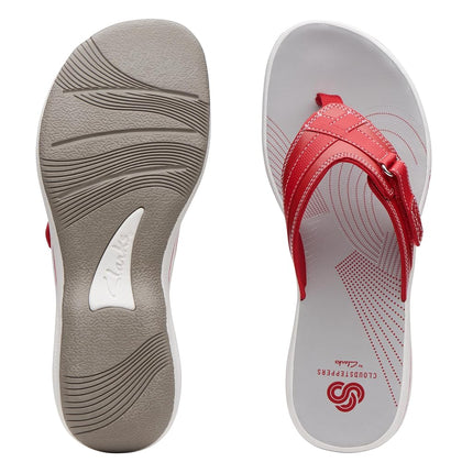 Clarks Women's Breeze Sea Flip Flop, New Red Synthetic, 7.5 UK M