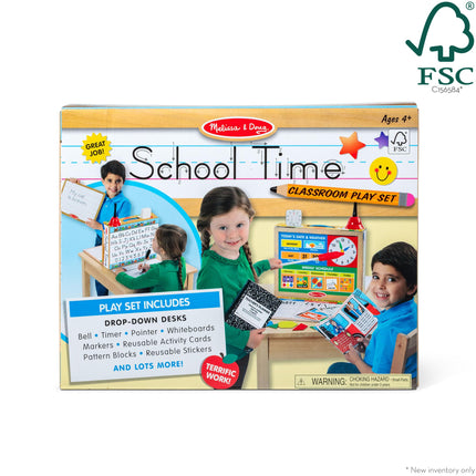 Melissa & Doug ¡A la escuela! Juego de simulación de aula - Sé maestro o estudiante - Certificado FSC
