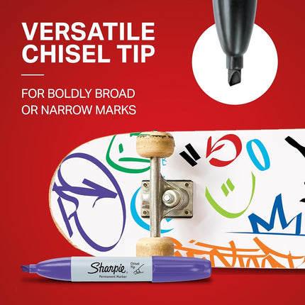 Sharpie Permanent Markers | Chisel Tip | Assorted Colours | 8 Count