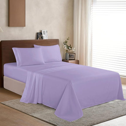Elegant Comfort Coziest Bedding Set, All Around Elastic Fitted Sheet, Deep Pocket up to 16inch, Microfiber, Lavender, California King