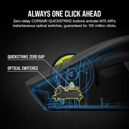 Corsair M75 AIR Wireless Ultra Lightweight Gaming Mouse � 2.4GHz & Bluetooth � 26,000 DPI � Up to 100hrs Battery � iCUE Compatible � Black
