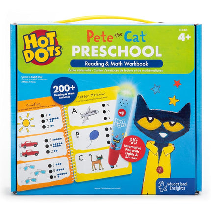 Educational Insights Hot Dots Pete The Cat Preschool Reading & Math - Preschool Learning Activities for Kids Ages 4+