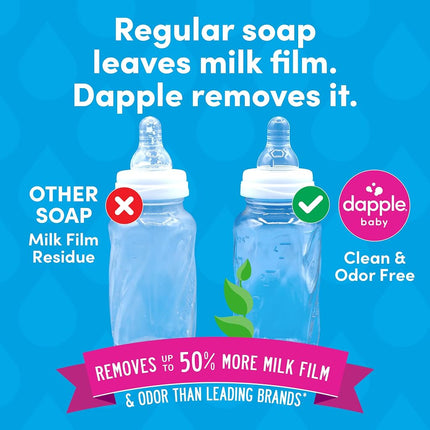 Dapple Baby, Bottle and Dish Soap Dish Liquid Plant Based Hypoallergenic 1 Pump Included Fluid Ounces Packaging May Vary, Fragrance Free, Fragrance Free, 50.7 Fl Oz, (Pack of 3)